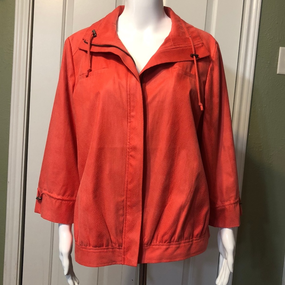 Chicos 2 Coral snake skin texture jacket zip up